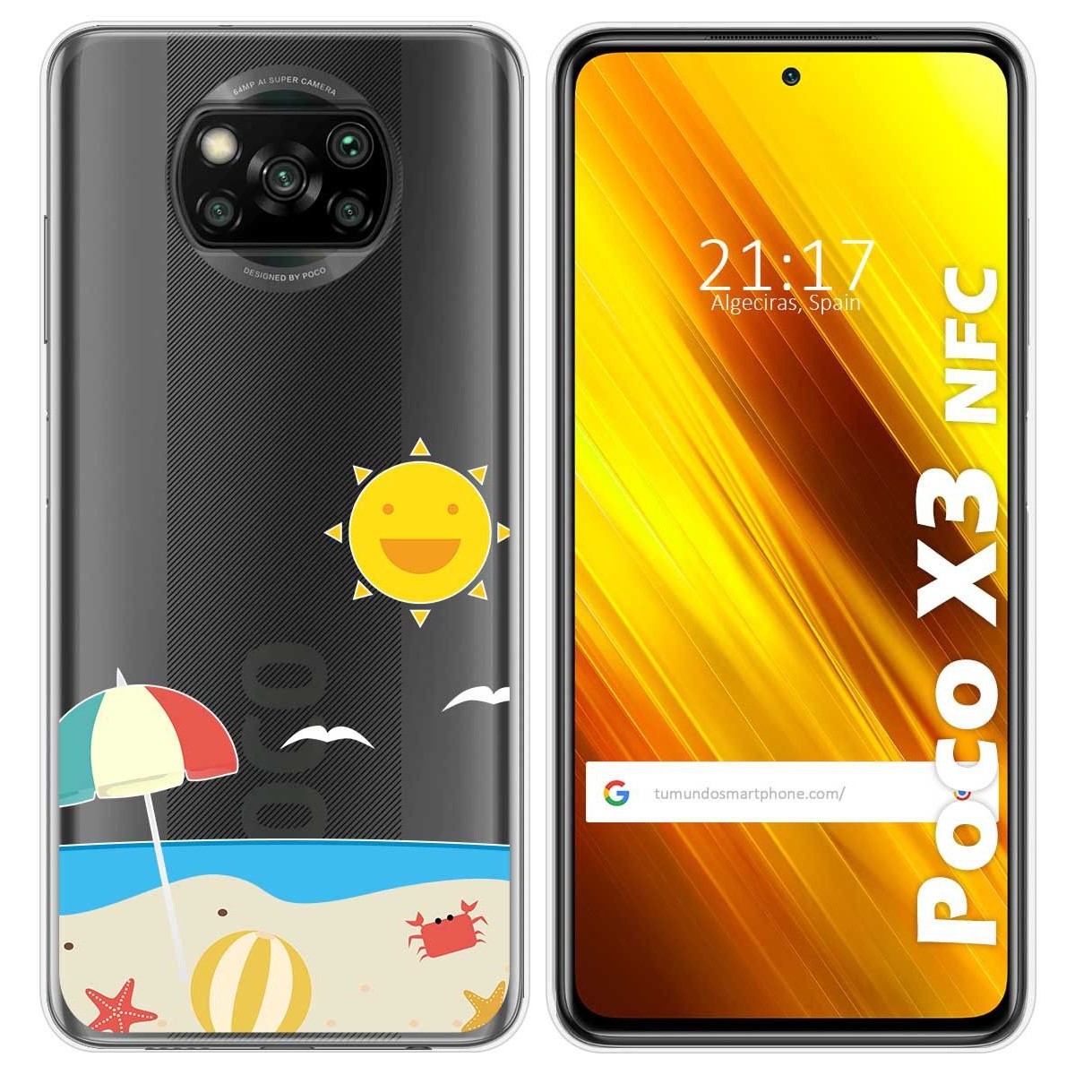 Funda Gel Transparente para Xiaomi POCO X3 NFC / X3 PRO diseño Playa Dibujos