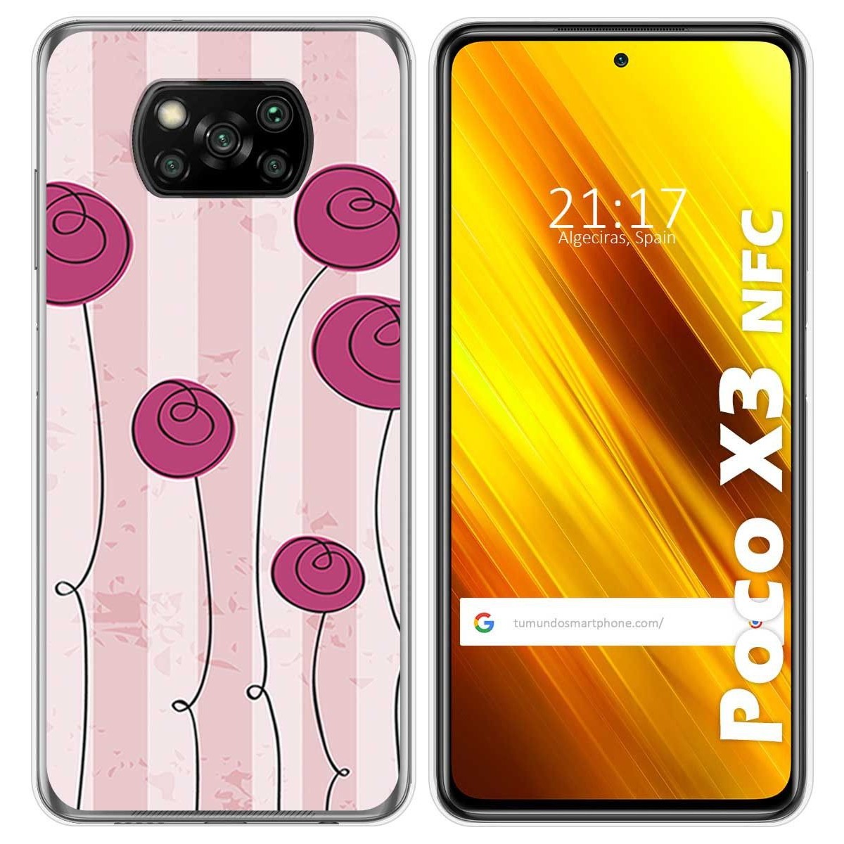 Funda Gel Tpu para Xiaomi POCO X3 NFC / X3 PRO diseño Flores Vintage Dibujos