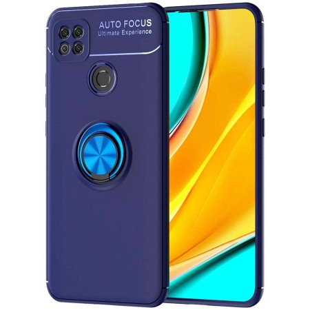 Funda Magnetica Soporte con Anillo Giratorio 360 para Xiaomi Redmi 9C Azul