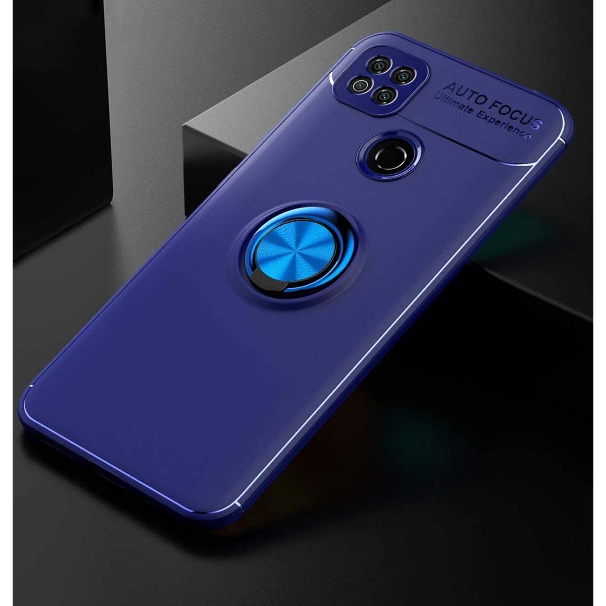Funda Magnetica Soporte con Anillo Giratorio 360 para Xiaomi Redmi 9C Azul