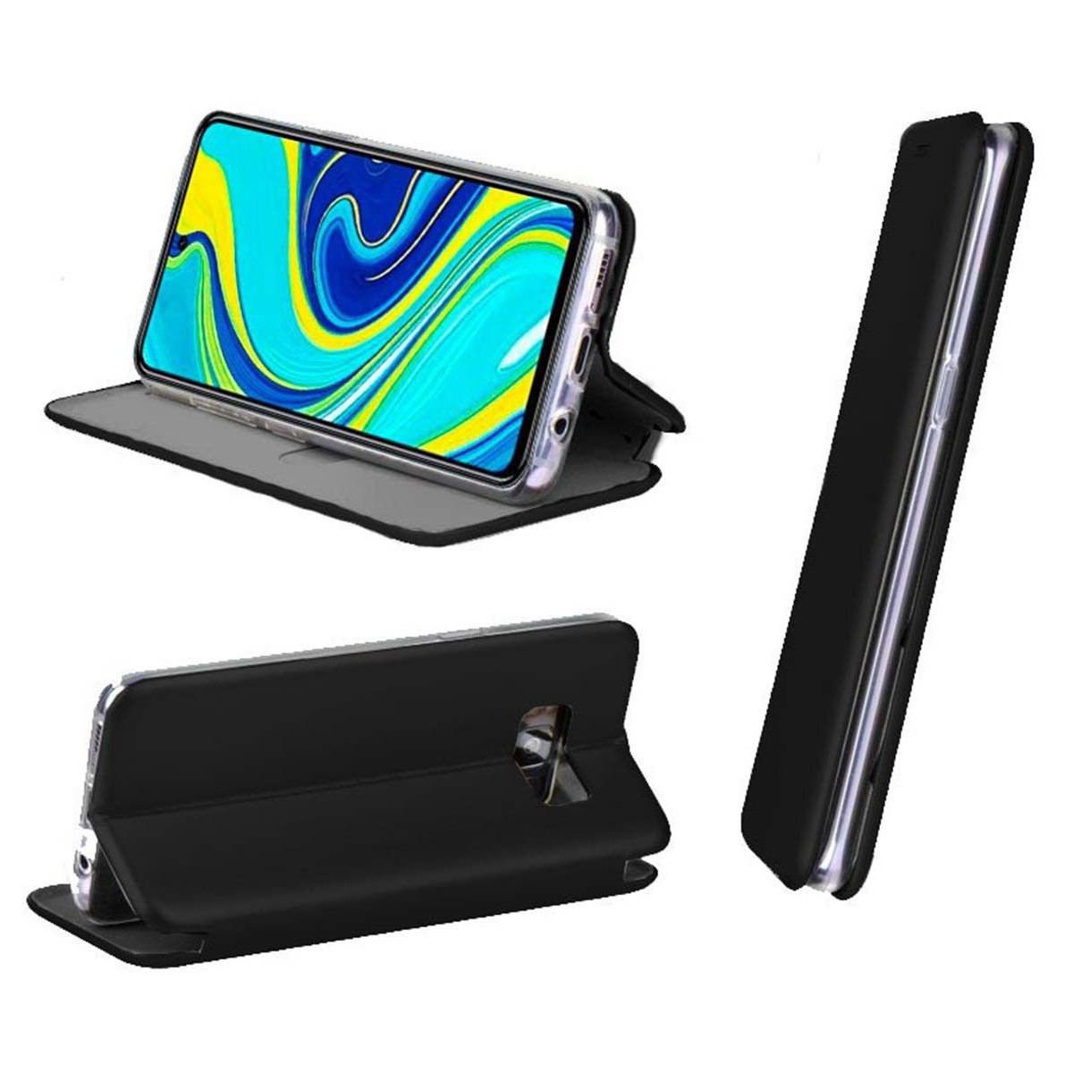 Funda Libro Soporte Magnética Elegance Negra para Xiaomi Redmi Note 9S / Note 9 Pro