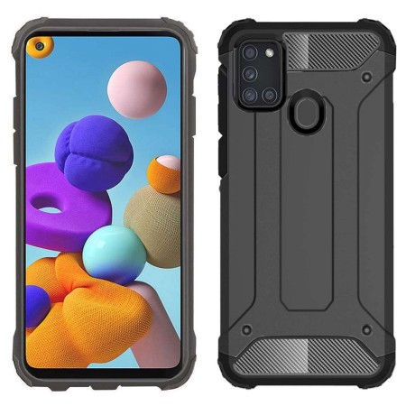Funda Tipo Hybrid Tough Armor (Pc+Tpu) Negra para  Samsung Galaxy A21s