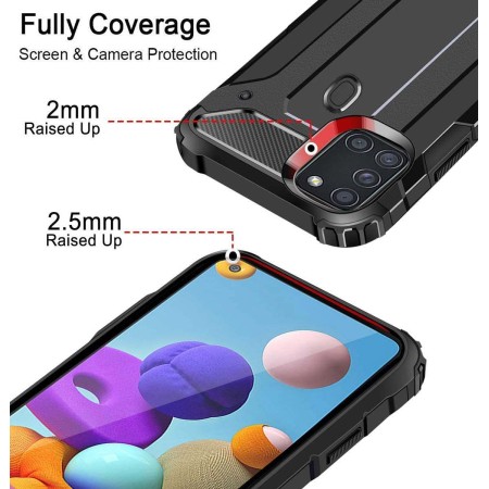 Funda Tipo Hybrid Tough Armor (Pc+Tpu) Negra para  Samsung Galaxy A21s
