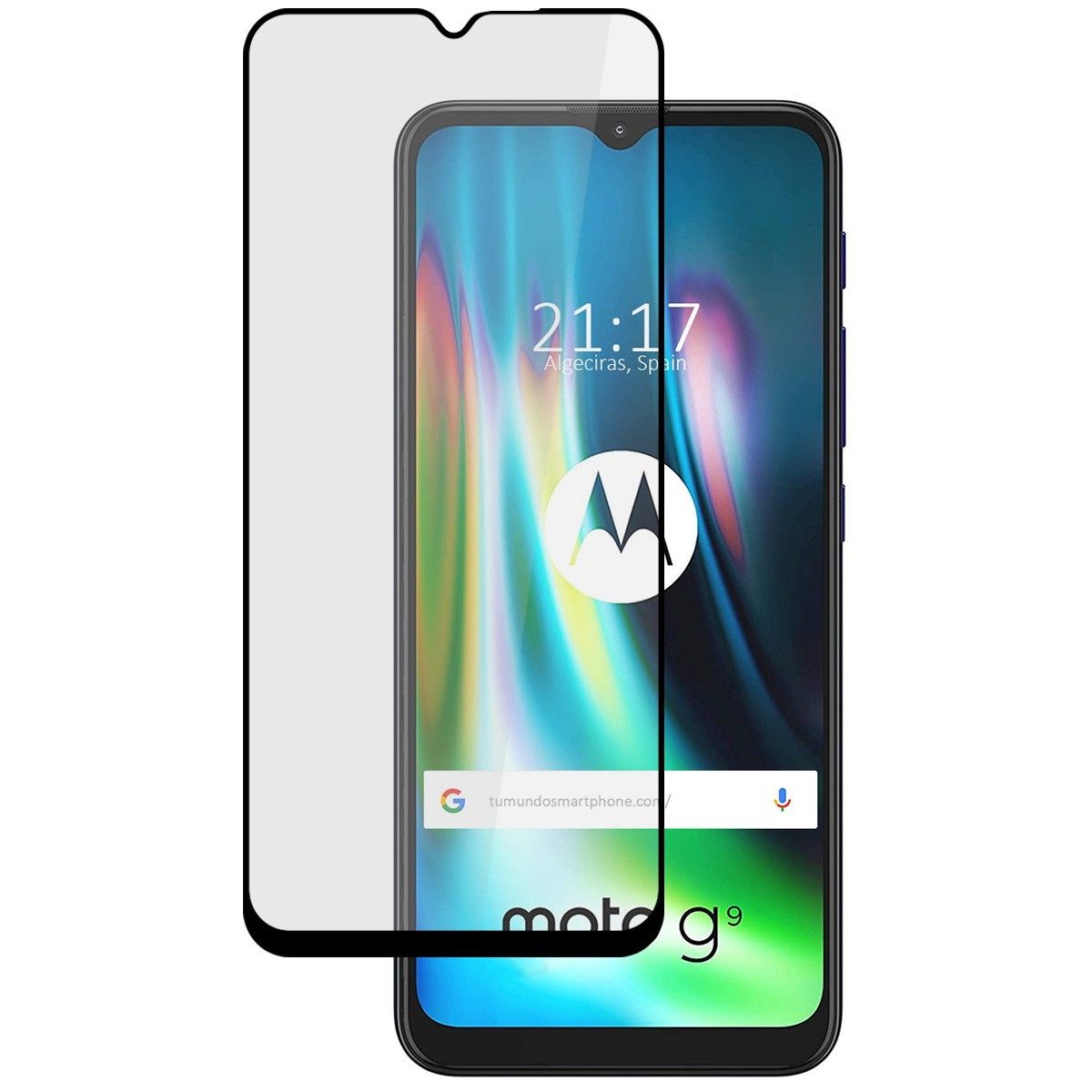 Protector Cristal Templado Completo 5D Full Glue Negro para Motorola Moto G9 Play / E7 Plus Vidrio