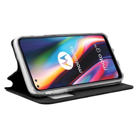Funda Libro Soporte con Ventana para Motorola Moto G 5G Plus color Negra