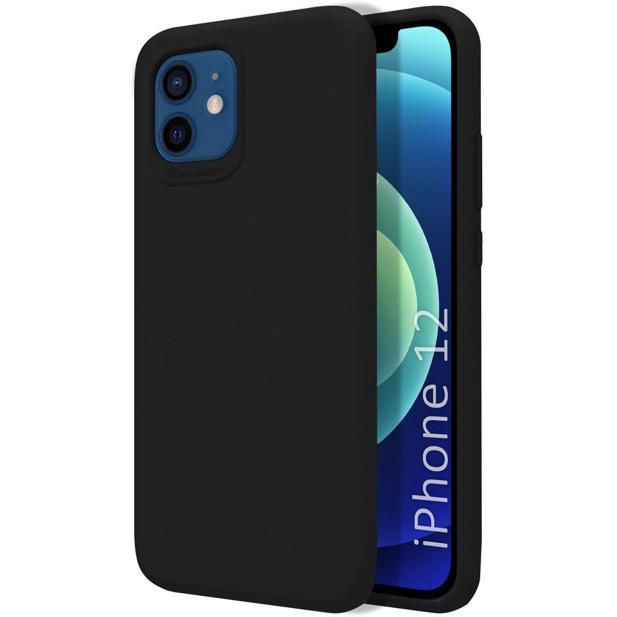 Funda Silicona Líquida Ultra Suave para Iphone 12 / 12 Pro (6.1) color Negra