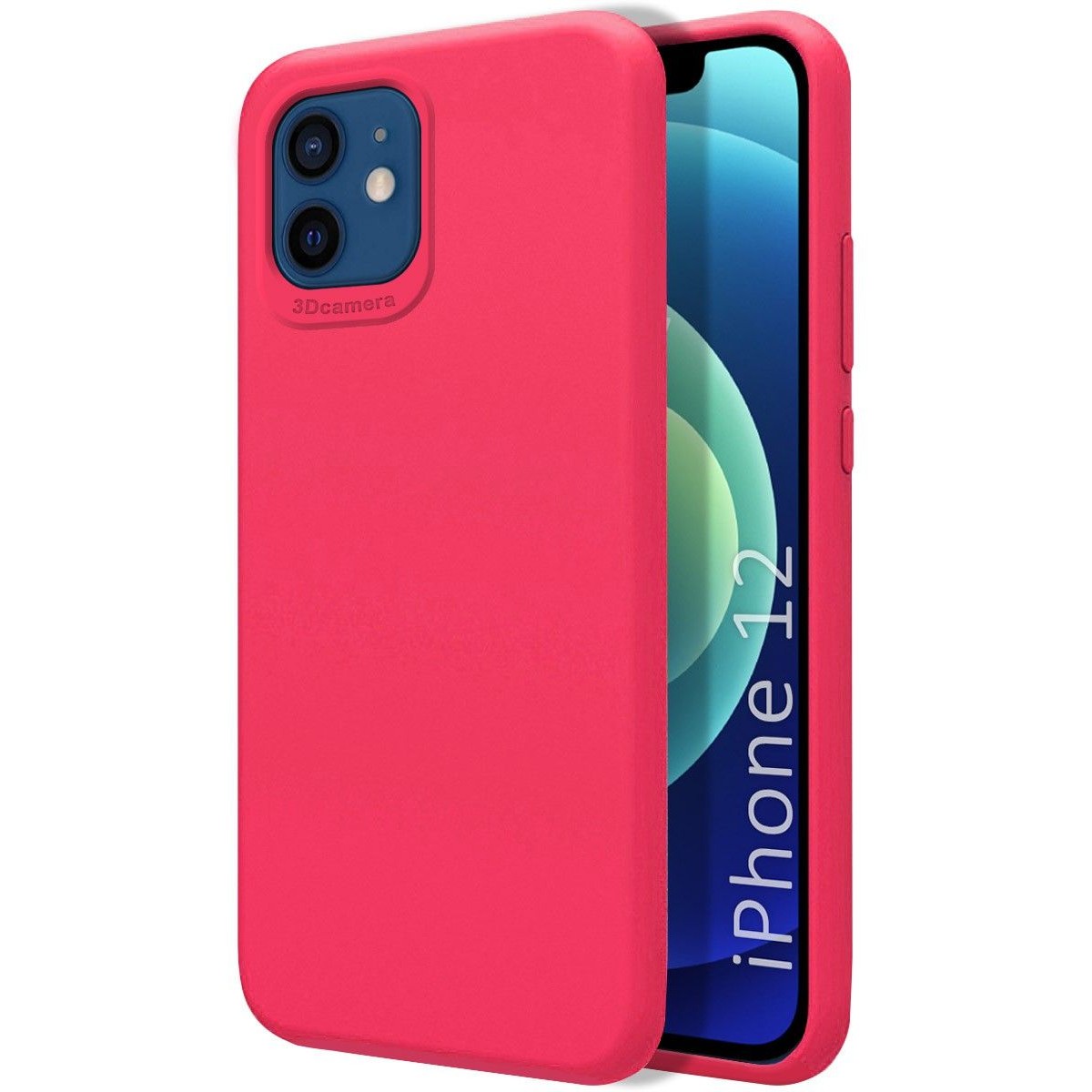 Funda Silicona Líquida Ultra Suave para Iphone 12 / 12 Pro (6.1) color Rosa Fucsia