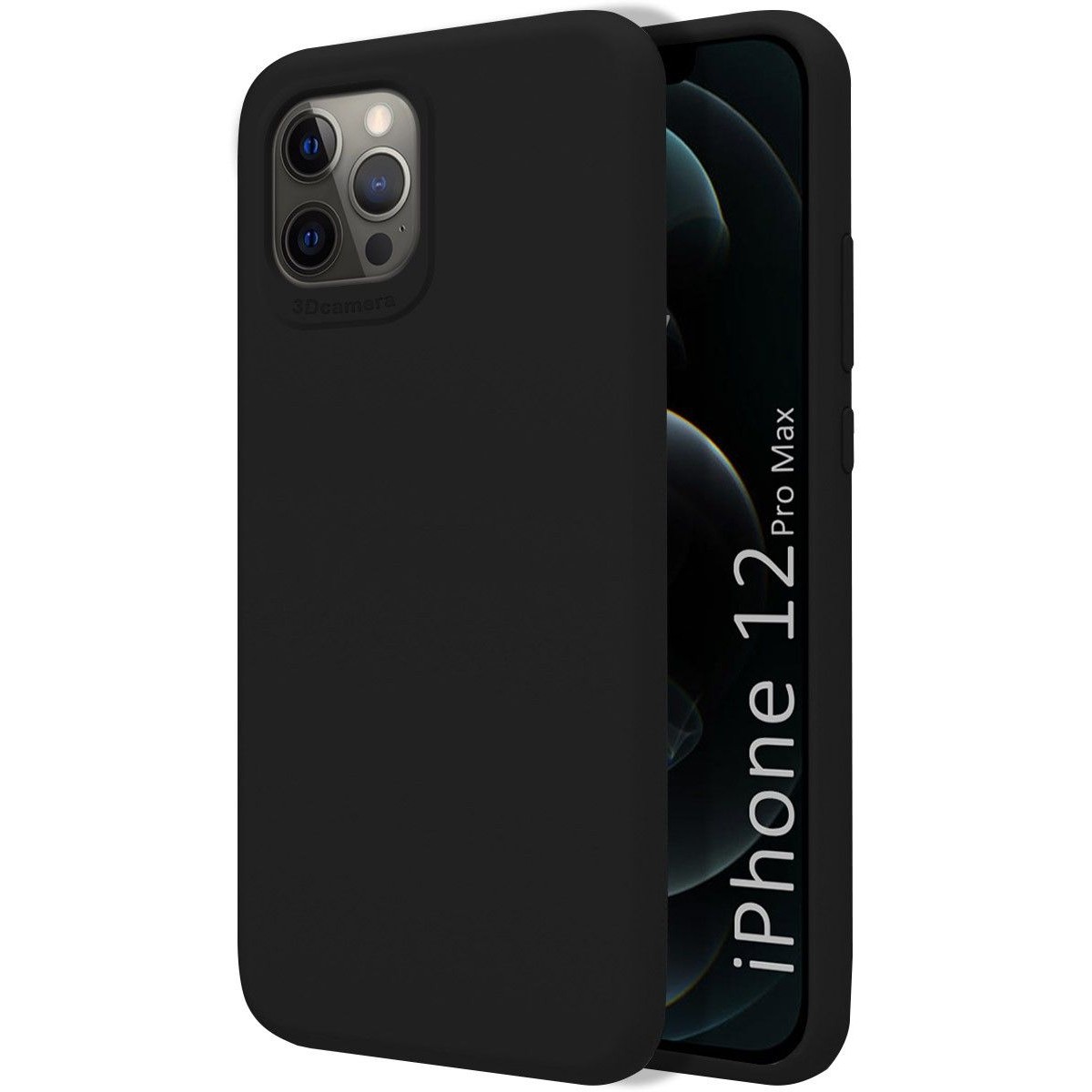 Funda Silicona Líquida Ultra Suave para Iphone 12 Pro Max (6.7) color Negra