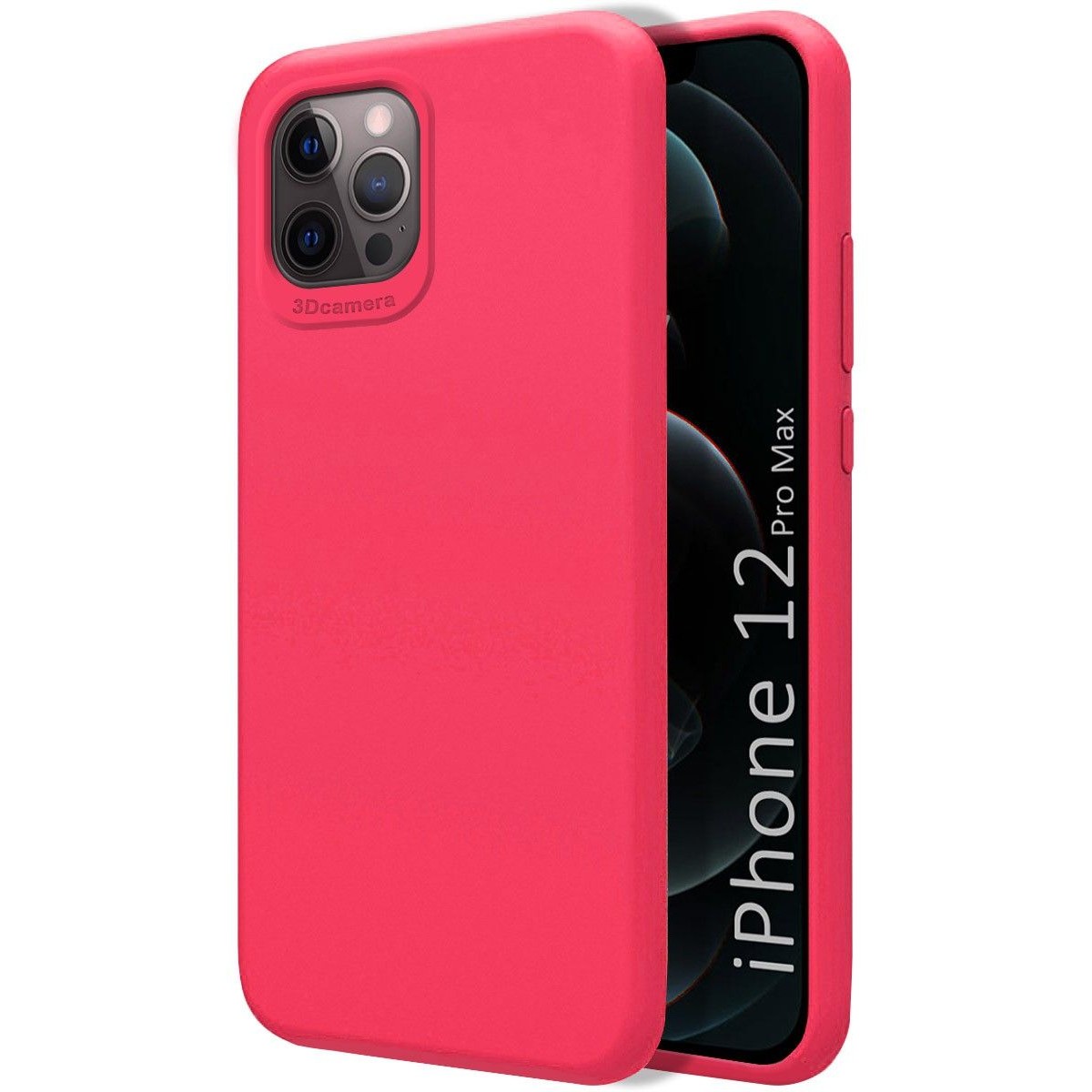 Funda Silicona Líquida Ultra Suave para Iphone 12 Pro Max (6.7) color Rosa Fucsia