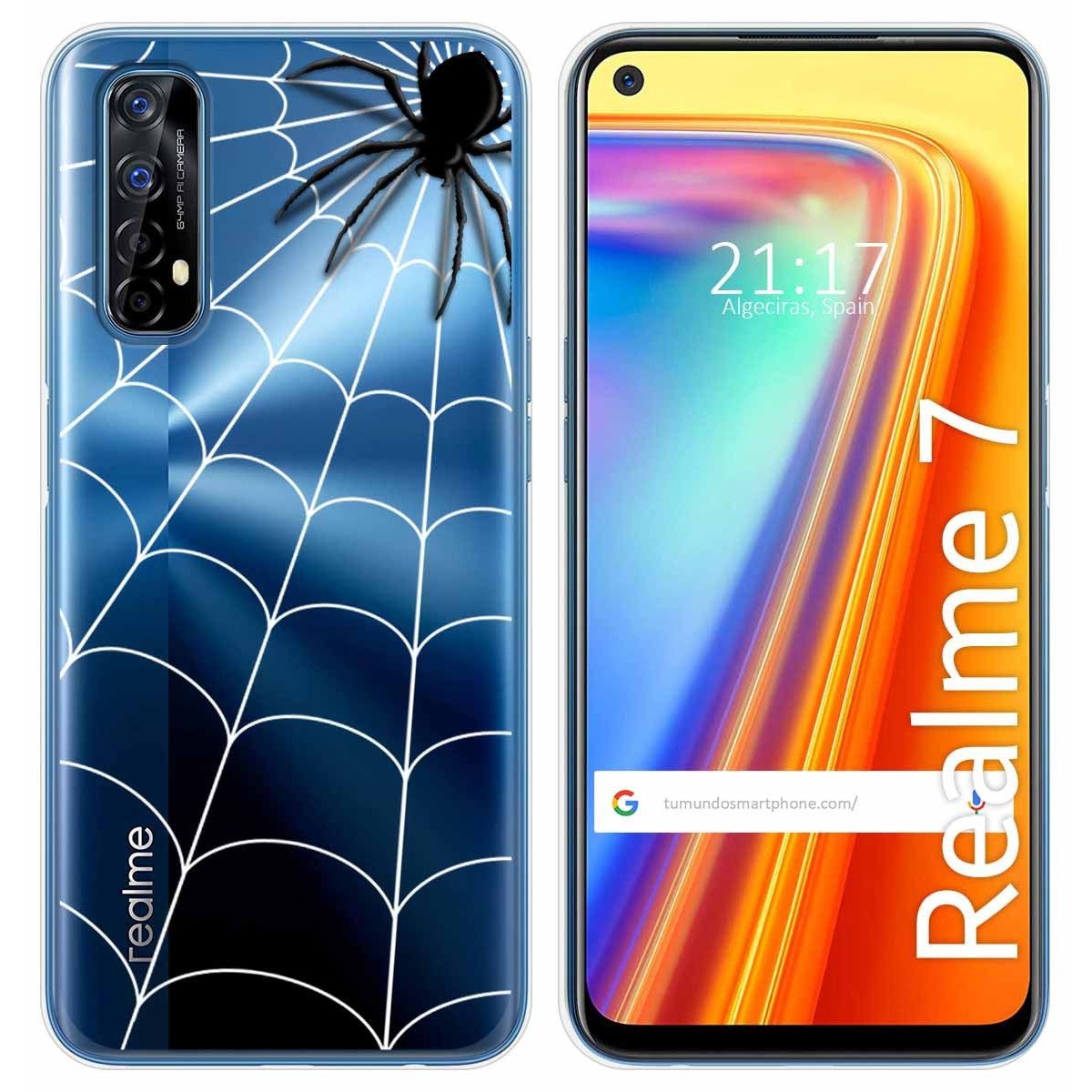 Funda Gel Transparente para Realme 7 diseño Araña Dibujos