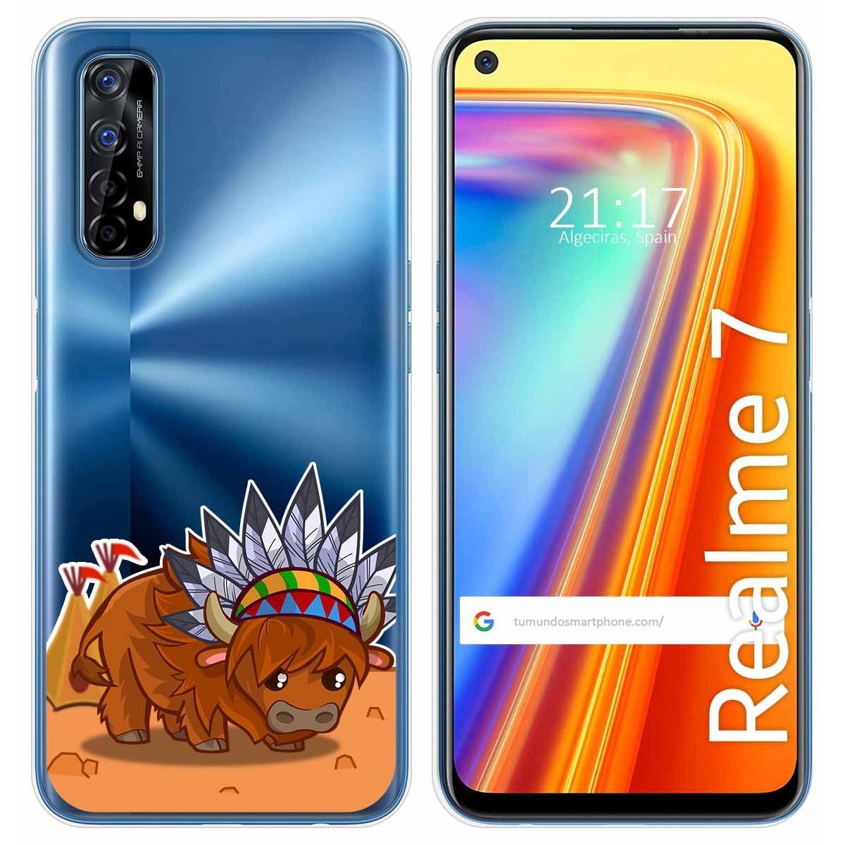 Funda Gel Transparente para Realme 7 diseño Bufalo Dibujos