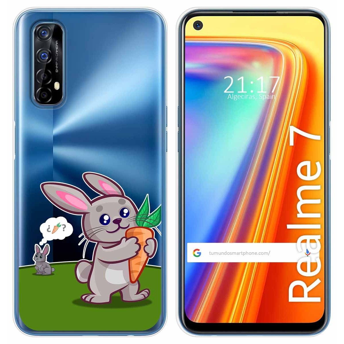 Funda Gel Transparente para Realme 7 diseño Conejo Dibujos