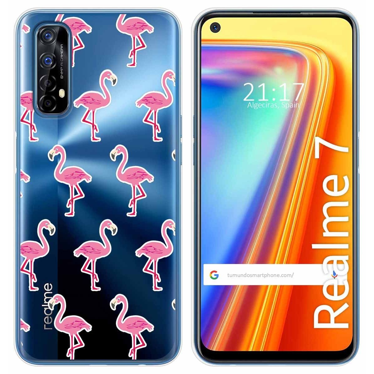 Funda Gel Transparente para Realme 7 diseño Flamenco Dibujos