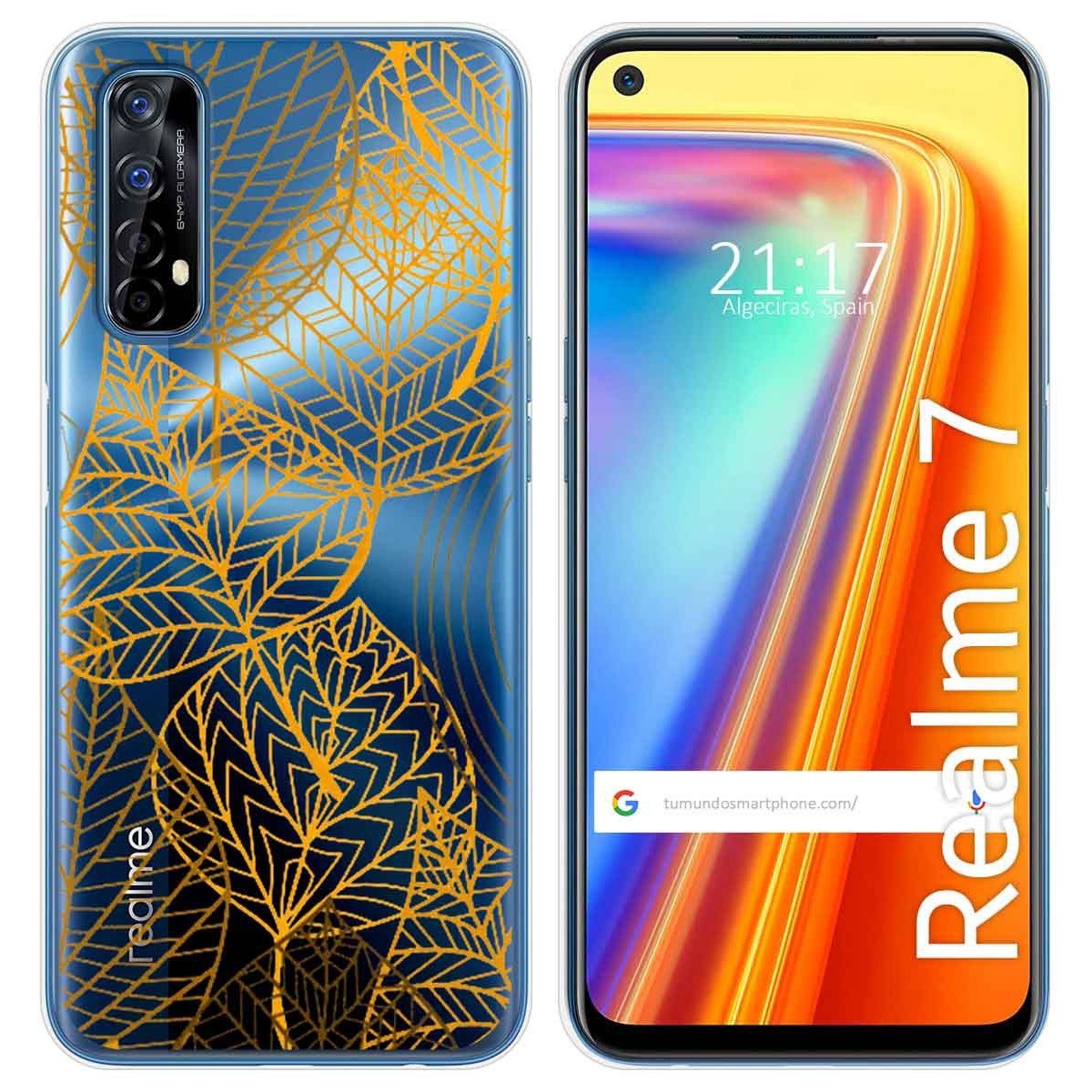 Funda Gel Transparente para Realme 7 diseño Hojas Dibujos