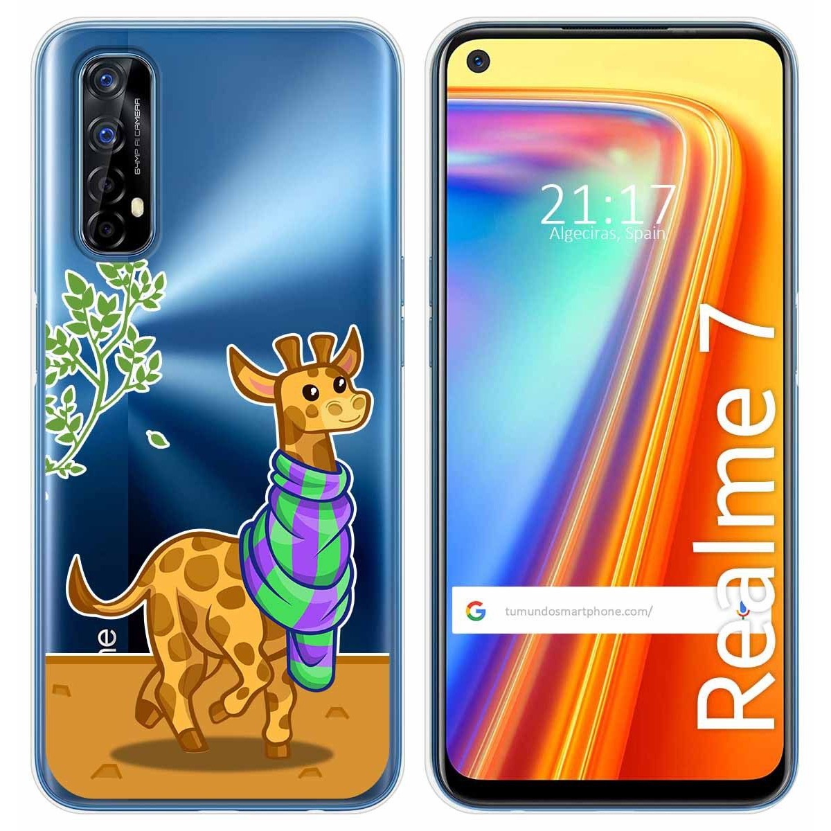 Funda Gel Transparente para Realme 7 diseño Jirafa Dibujos