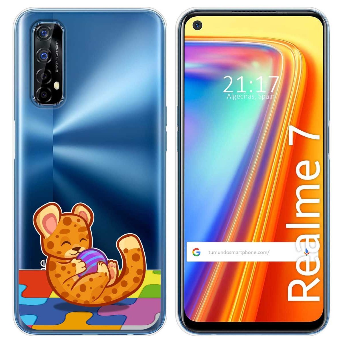 Funda Gel Transparente para Realme 7 diseño Leopardo Dibujos