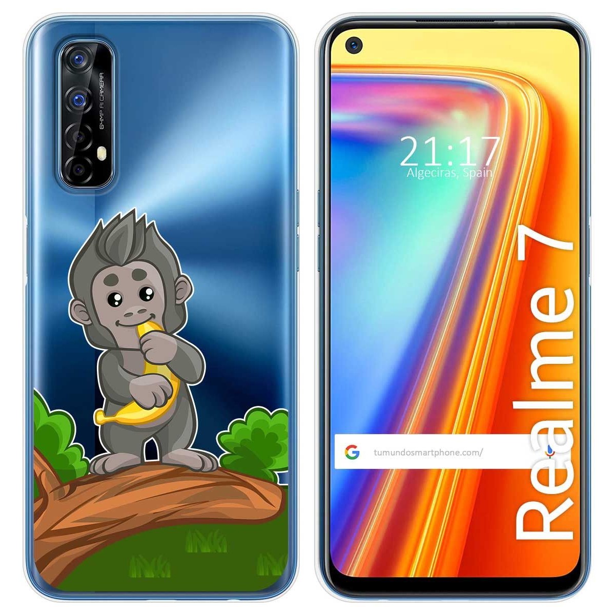 Funda Gel Transparente para Realme 7 diseño Mono Dibujos