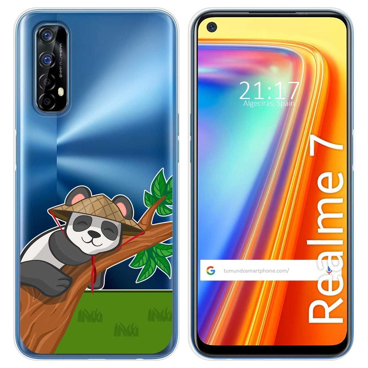 Funda Gel Transparente para Realme 7 diseño Panda Dibujos