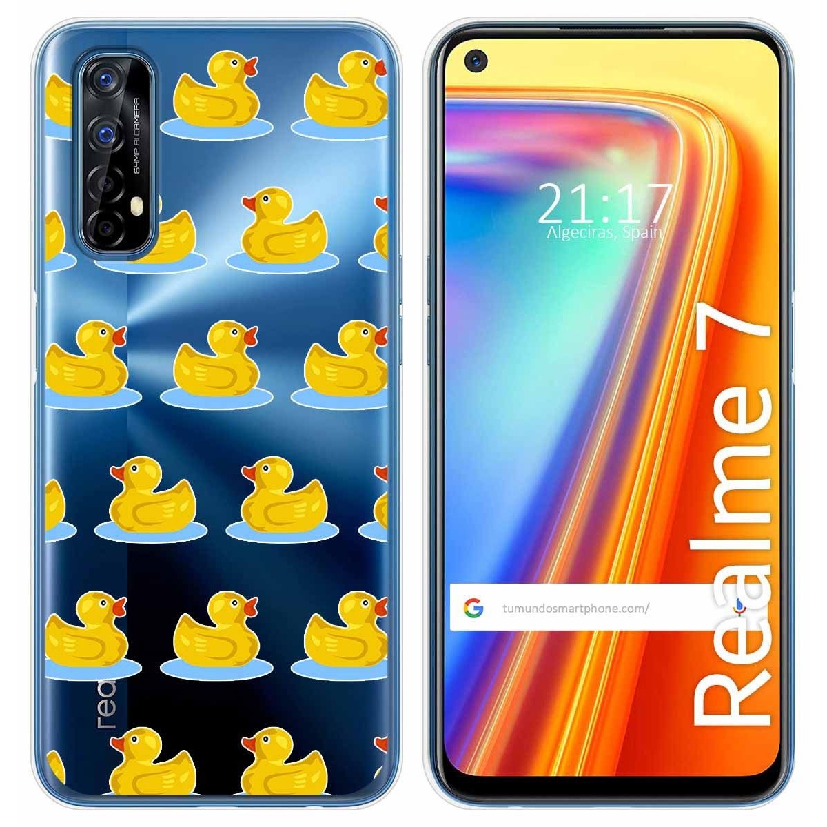 Funda Gel Transparente para Realme 7 diseño Pato Dibujos