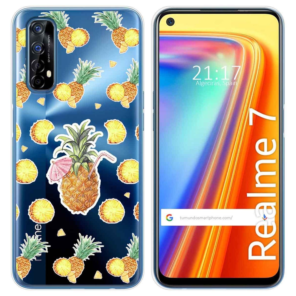Funda Gel Transparente para Realme 7 diseño Piña Dibujos