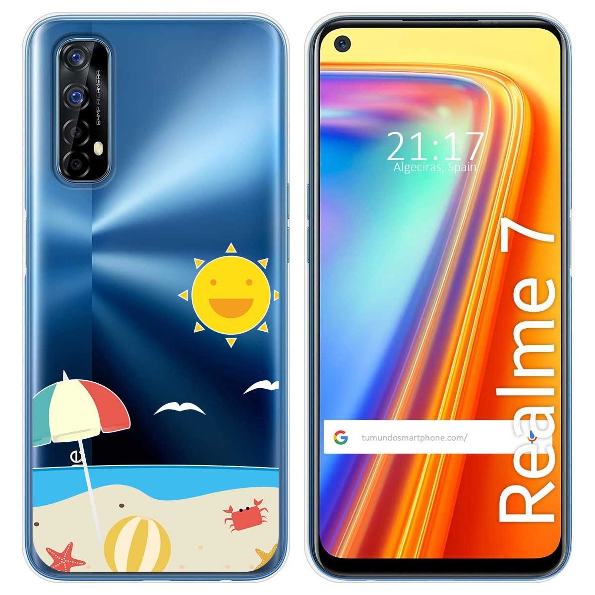Funda Gel Transparente para Realme 7 diseño Playa Dibujos
