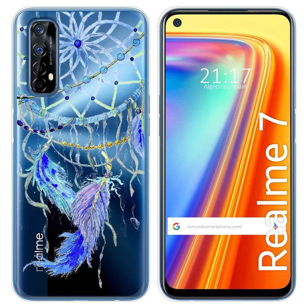 Funda Gel Transparente para Realme 7 diseño Plumas Dibujos