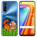 Funda Gel Transparente para Realme 7 diseño Tigre Dibujos