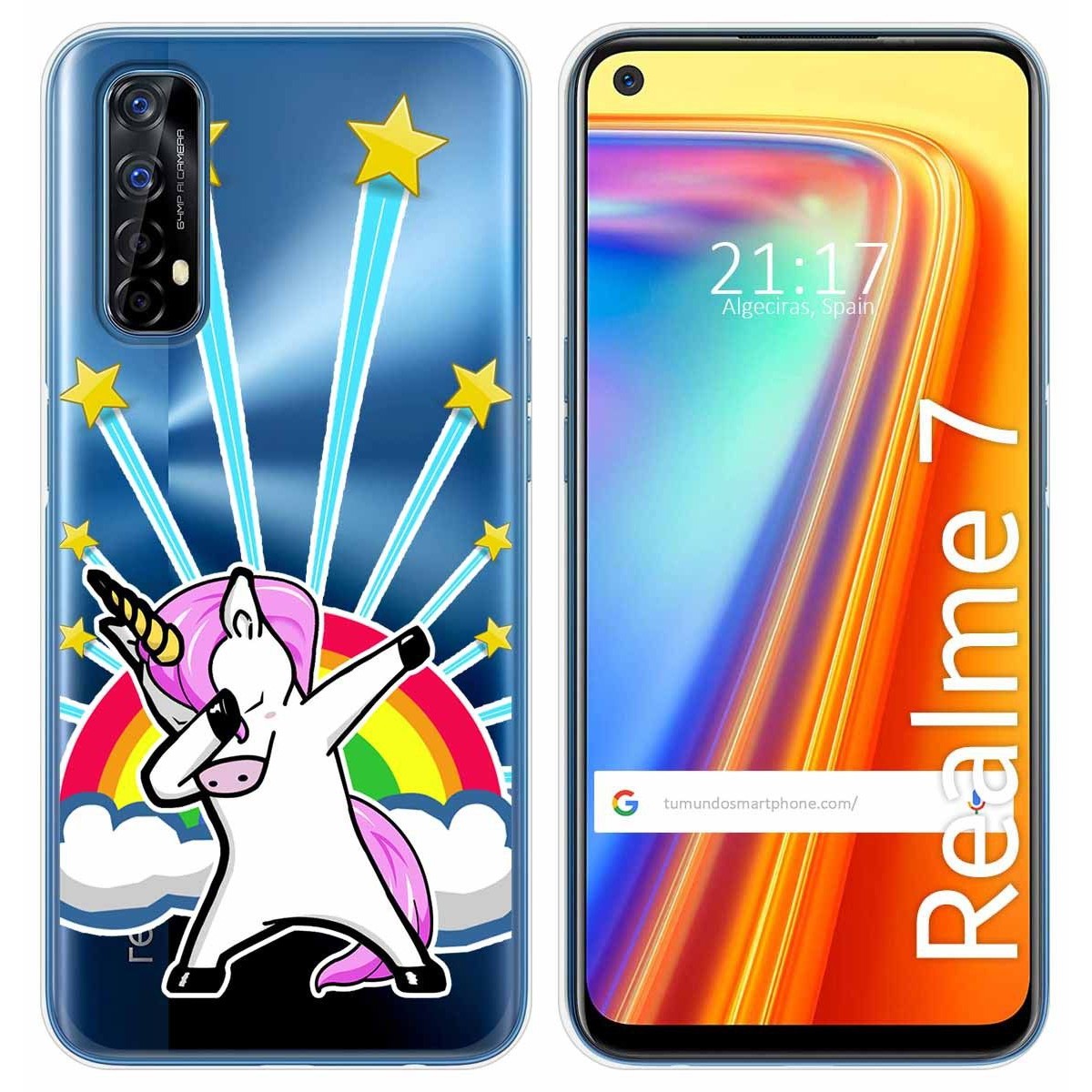 Funda Gel Transparente para Realme 7 diseño Unicornio Dibujos