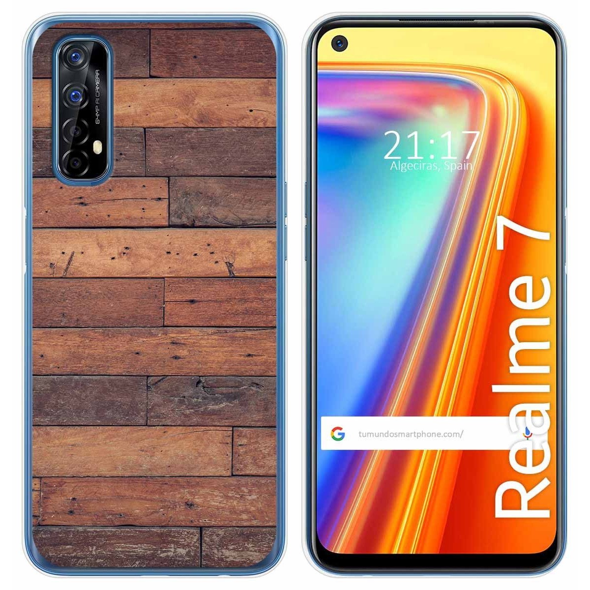 Funda Gel Tpu para Realme 7 diseño Madera 03 Dibujos