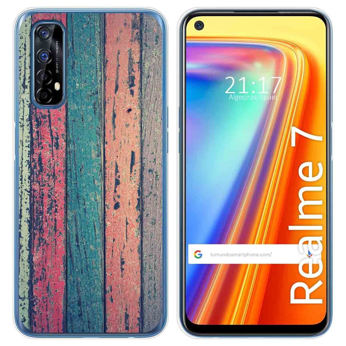 Funda Gel Tpu para Realme 7 diseño Madera 10 Dibujos