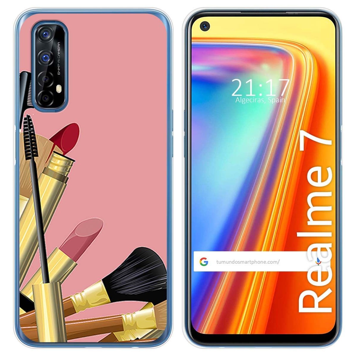 Funda Gel Tpu para Realme 7 diseño Brochas Dibujos