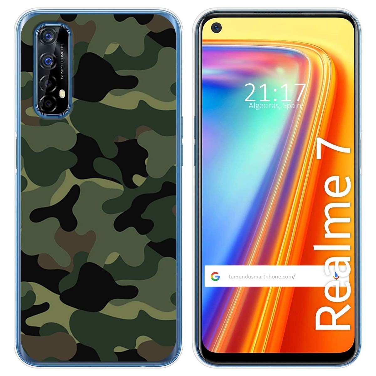 Funda Gel Tpu para Realme 7 diseño Camuflaje Dibujos