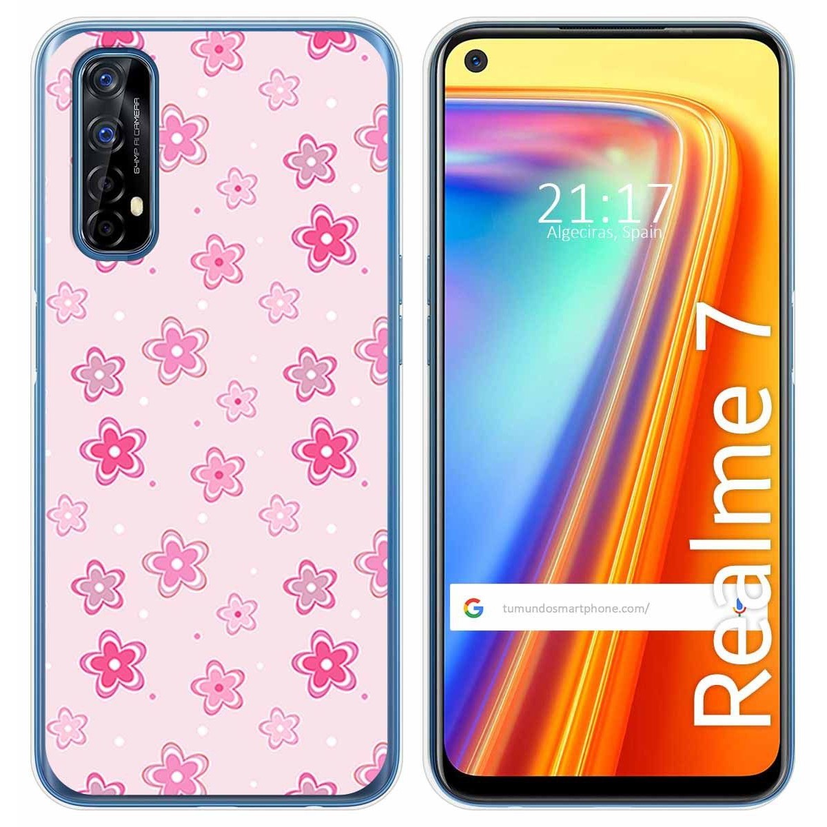 Funda Gel Tpu para Realme 7 diseño Flores Dibujos