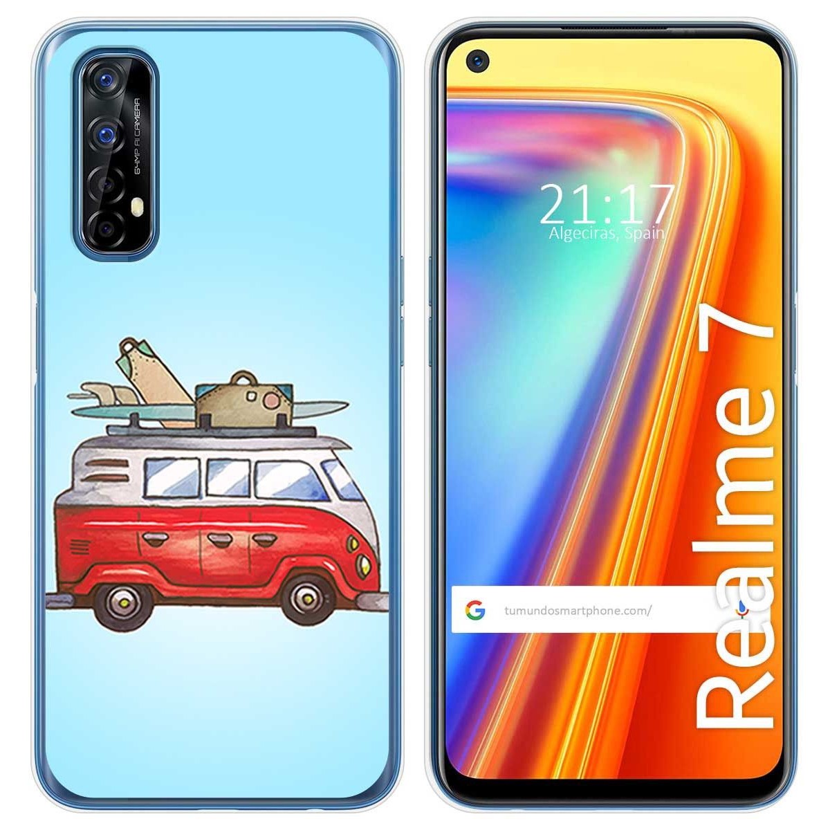 Funda Gel Tpu para Realme 7 diseño Furgoneta Dibujos