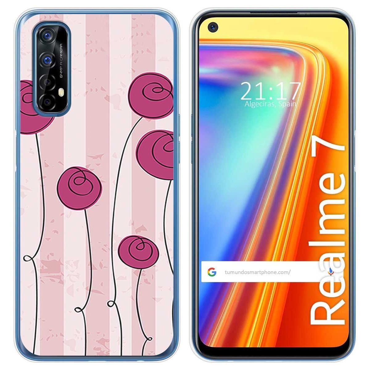 Funda Gel Tpu para Realme 7 diseño Flores Vintage Dibujos