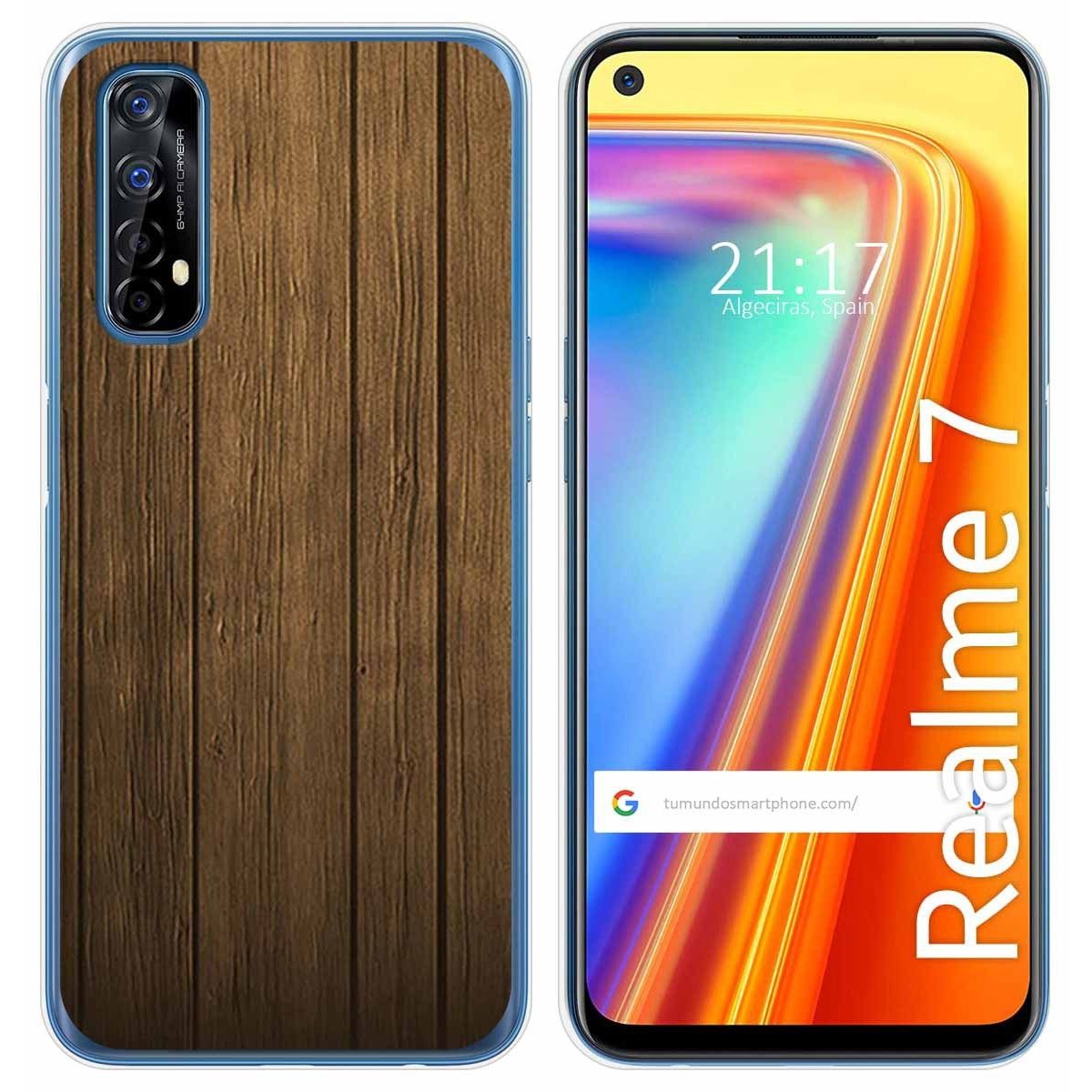 Funda Gel Tpu para Realme 7 diseño Madera Dibujos
