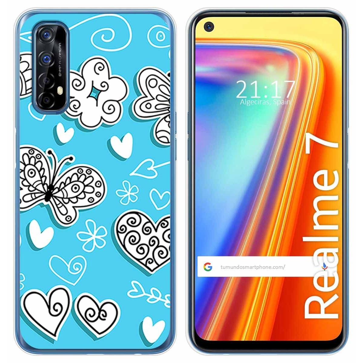 Funda Gel Tpu para Realme 7 diseño Mariposas Dibujos