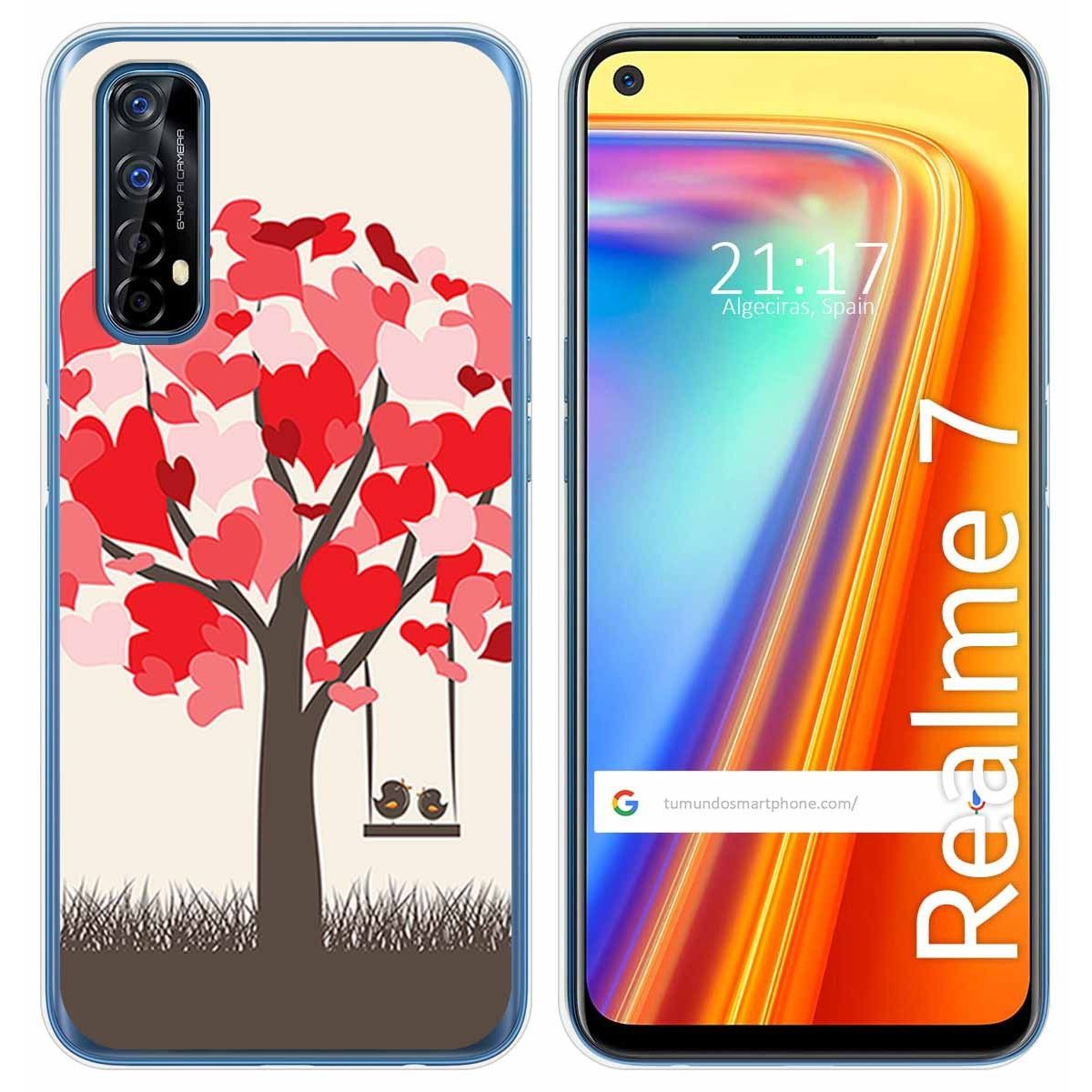 Funda Gel Tpu para Realme 7 diseño Pajaritos Dibujos