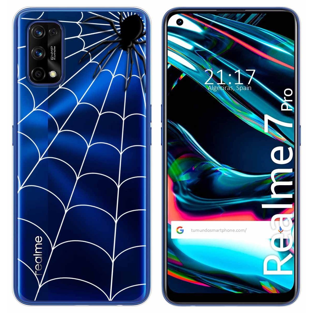 Funda Gel Transparente para Realme 7 Pro diseño Araña Dibujos