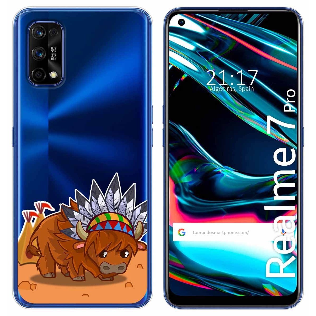 Funda Gel Transparente para Realme 7 Pro diseño Bufalo Dibujos