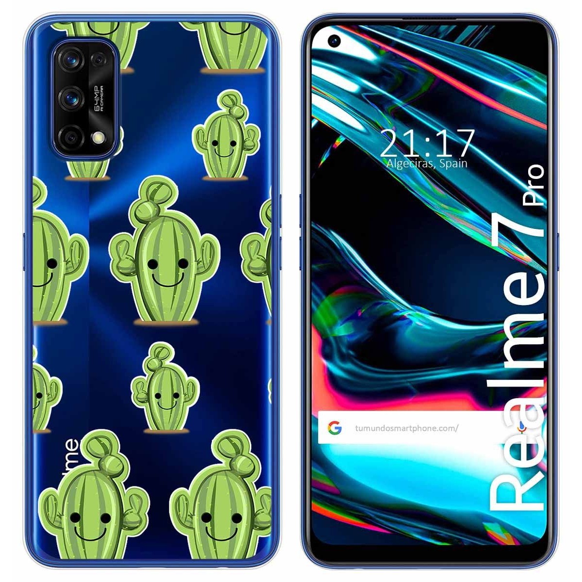 Funda Gel Transparente para Realme 7 Pro diseño Cactus Dibujos