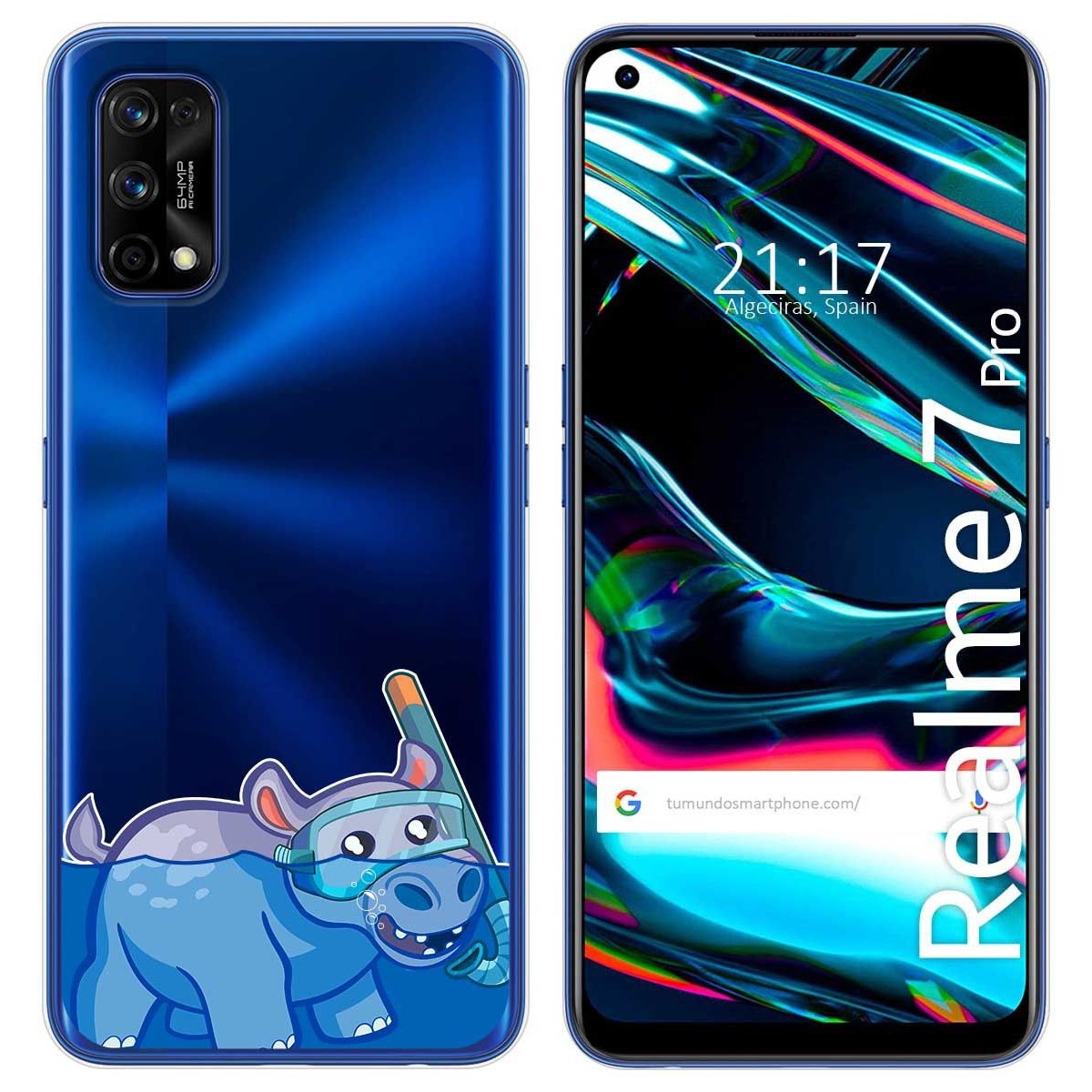 Funda Gel Transparente para Realme 7 Pro diseño Hipo Dibujos