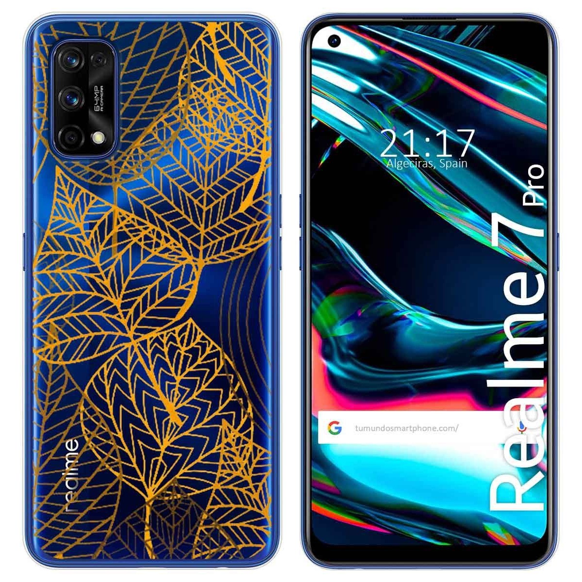 Funda Gel Transparente para Realme 7 Pro diseño Hojas Dibujos