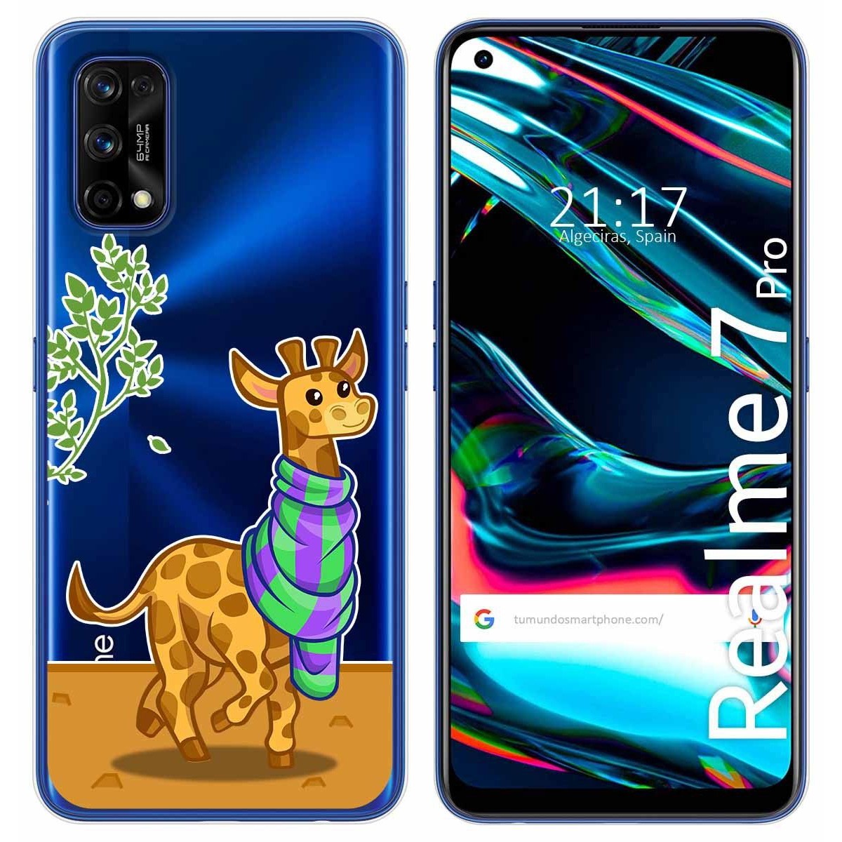 Funda Gel Transparente para Realme 7 Pro diseño Jirafa Dibujos