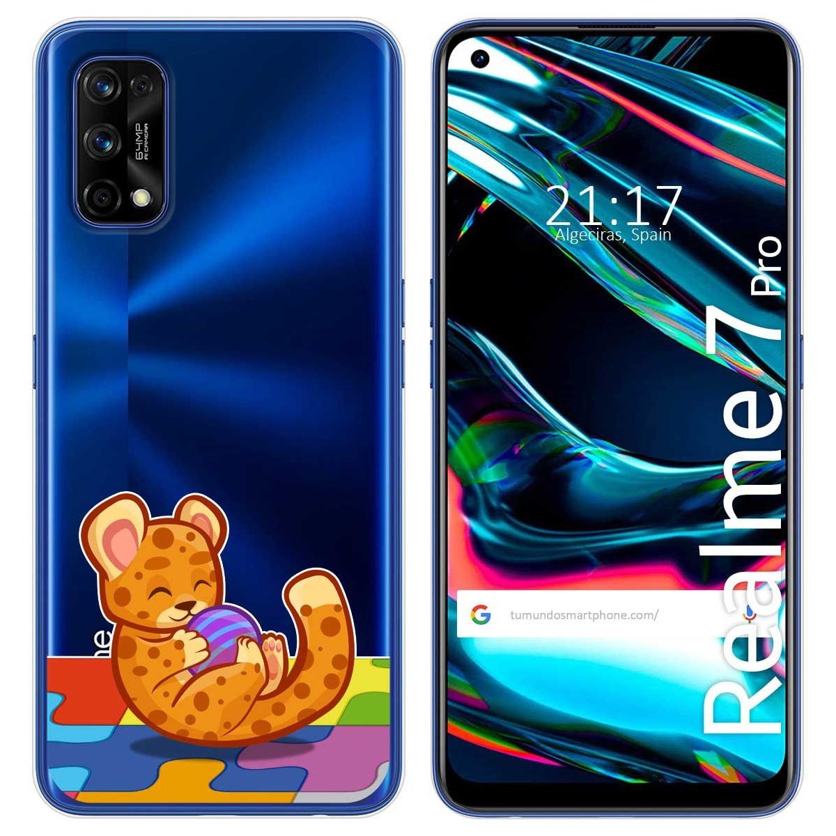 Funda Gel Transparente para Realme 7 Pro diseño Leopardo Dibujos