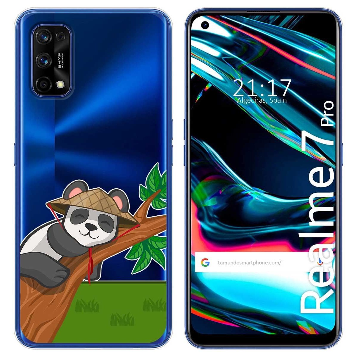 Funda Gel Transparente para Realme 7 Pro diseño Panda Dibujos