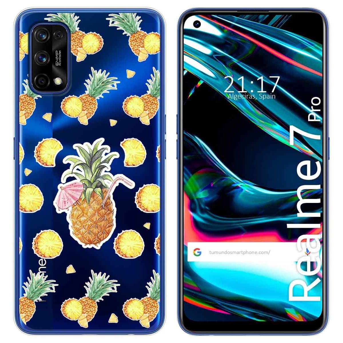 Funda Gel Transparente para Realme 7 Pro diseño Piña Dibujos