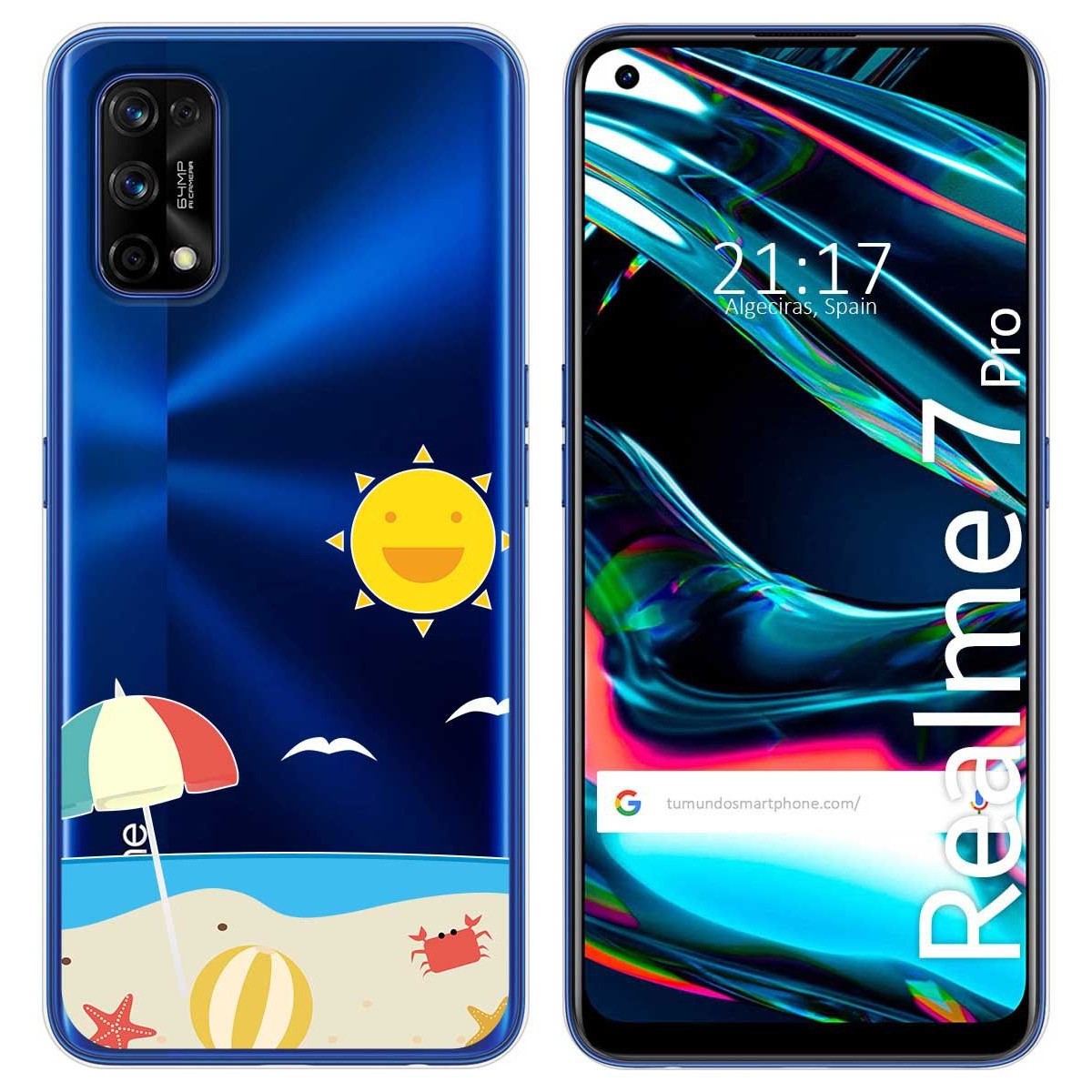 Funda Gel Transparente para Realme 7 Pro diseño Playa Dibujos