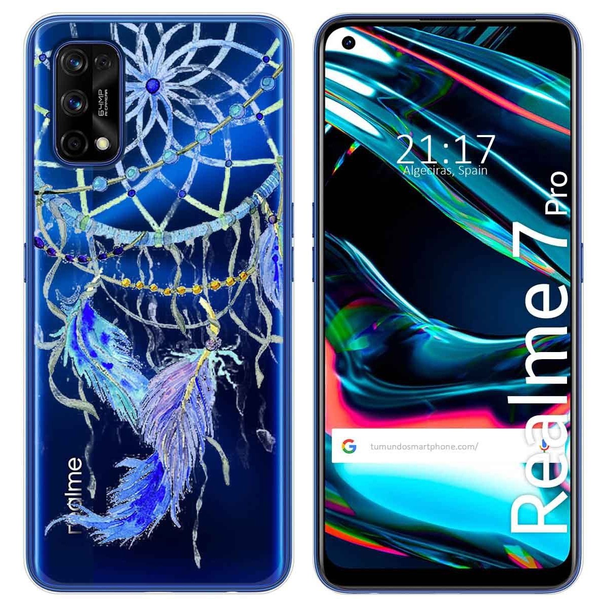 Funda Gel Transparente para Realme 7 Pro diseño Plumas Dibujos