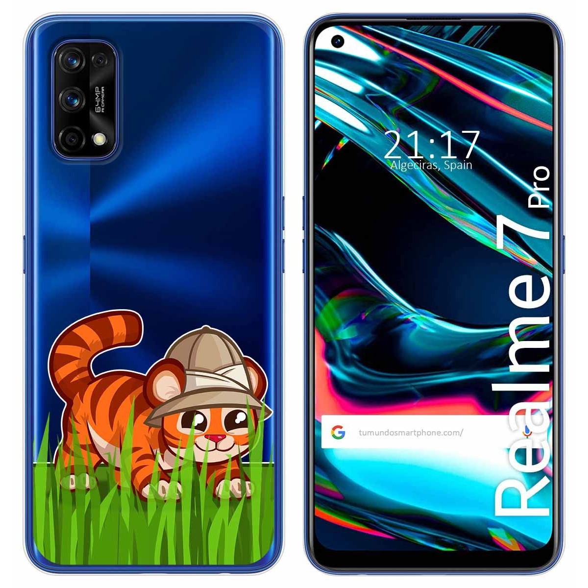 Funda Gel Transparente para Realme 7 Pro diseño Tigre Dibujos